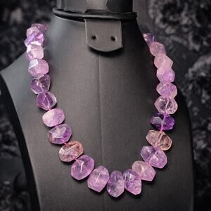 Vtg Faceted Ametrine Graduated Hand Knotted Necklace 925 Sterling Silver Clasp